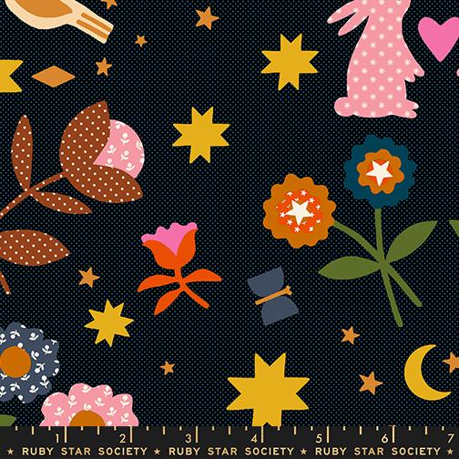 IN STOCK - Mystic Fable Large Icons print Soft Black by Alexia Marcelle Abegg for Ruby Star Society