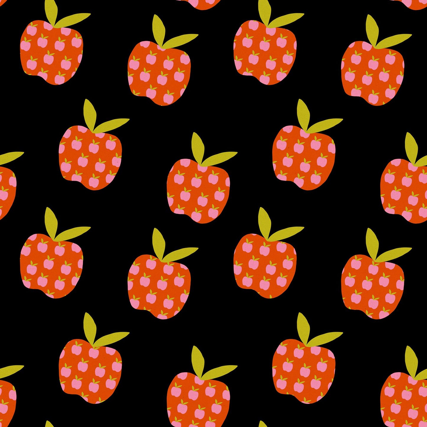 IN STOCK - Mystic Fable Big Apple print Soft Black by Alexia Marcelle Abegg for Ruby Star Society