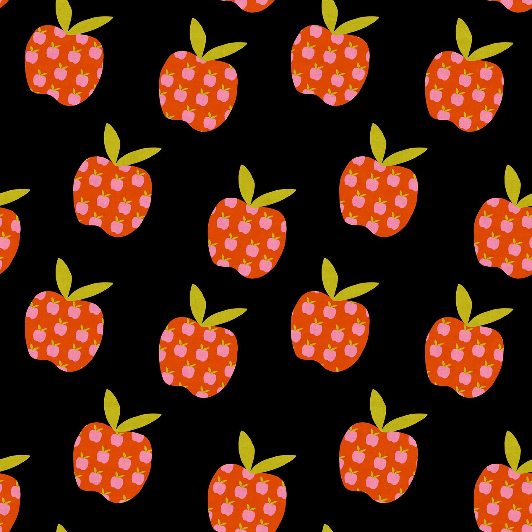 IN STOCK - Mystic Fable Big Apple print Soft Black by Alexia Marcelle Abegg for Ruby Star Society