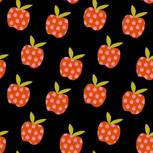 IN STOCK - Mystic Fable Big Apple print Soft Black by Alexia Marcelle Abegg for Ruby Star Society