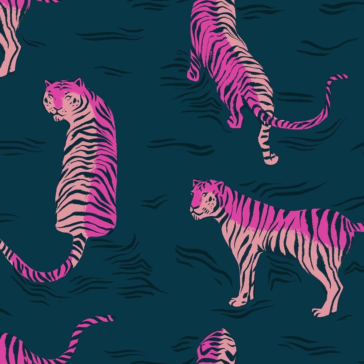 PRE-ORDER - Poolside Tigress print Galaxy dark teal - a Collaboration by Ruby Star Society - Due Mid-May