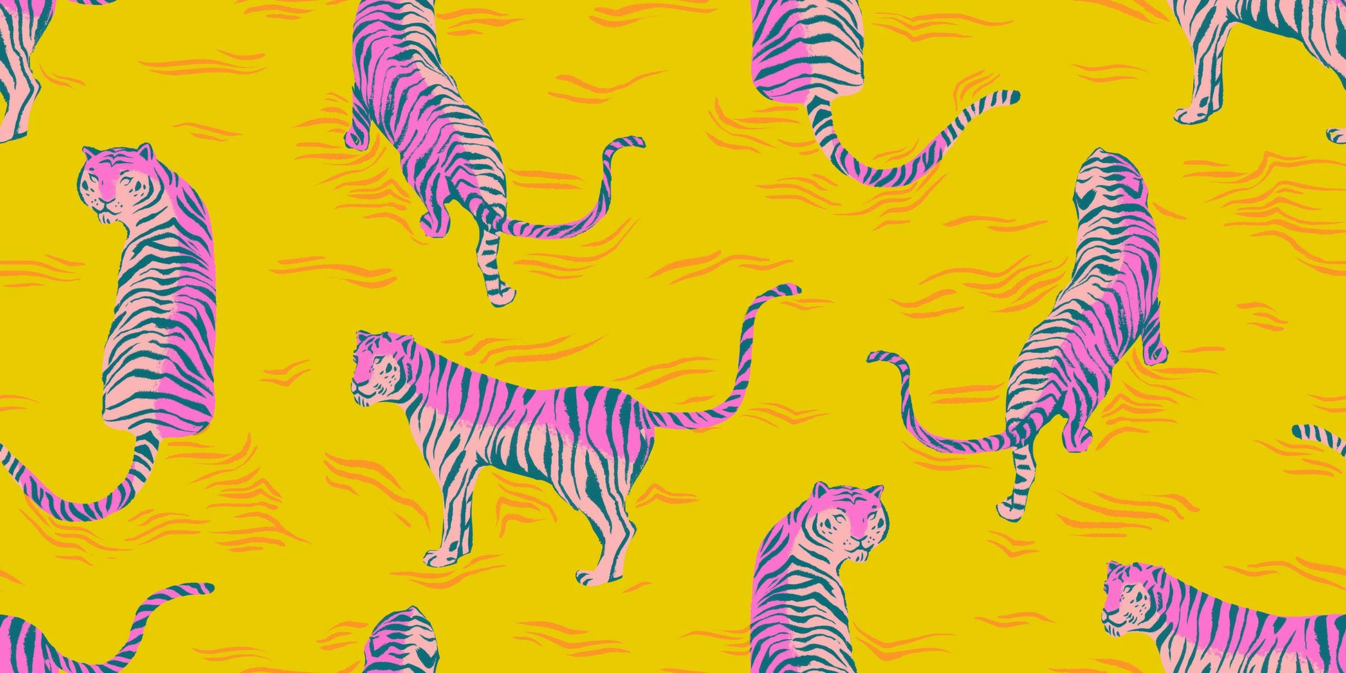 PRE-ORDER - Poolside Tigress print Golden yellow Hour - a Collaboration by Ruby Star Society - Due Mid-May