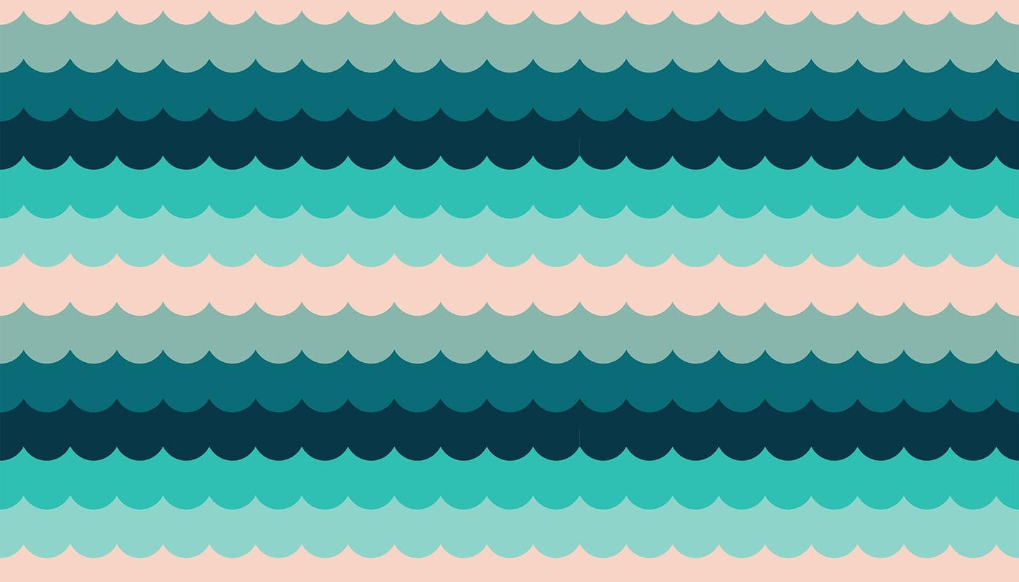 PRE-ORDER - Poolside Too Umbrella Scallops print Peacock - a Collaboration by Ruby Star Society - Due Mid-May