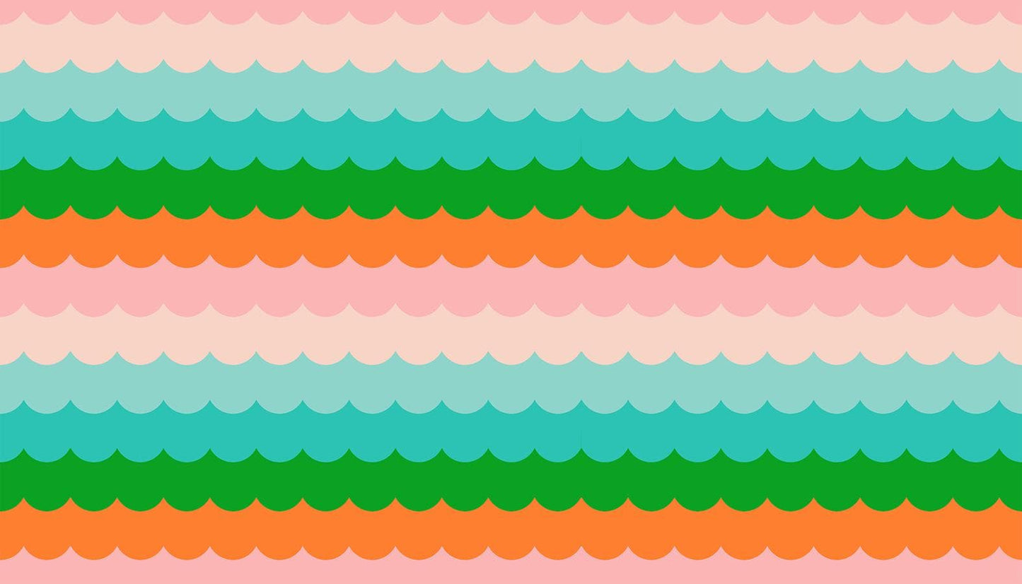 PRE-ORDER - Poolside Too Umbrella Scallops print Verdant - a Collaboration by Ruby Star Society - Due Mid-May