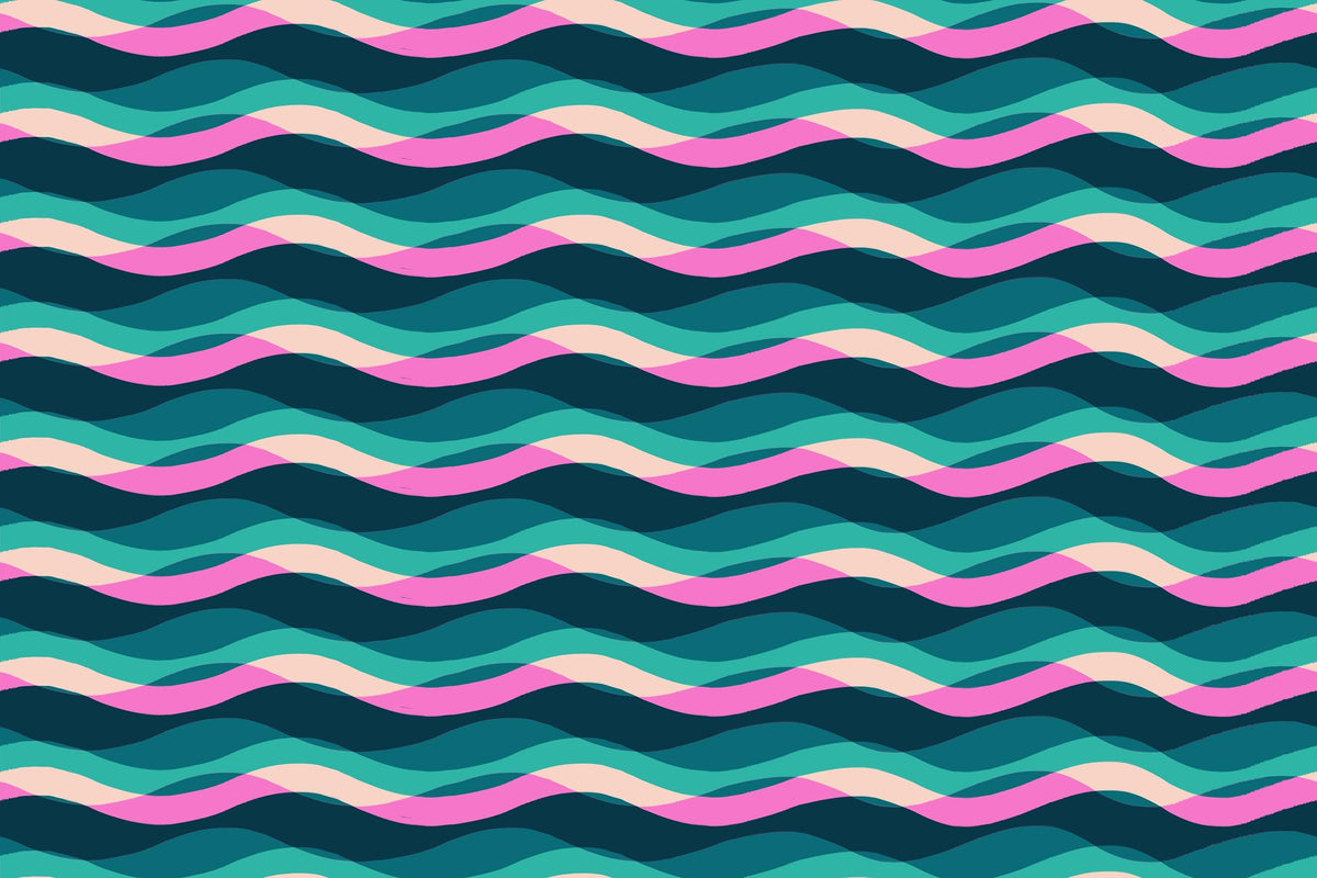 Poolside Too Poolside Waves print Peacock - a Collaboration by Ruby Star Society