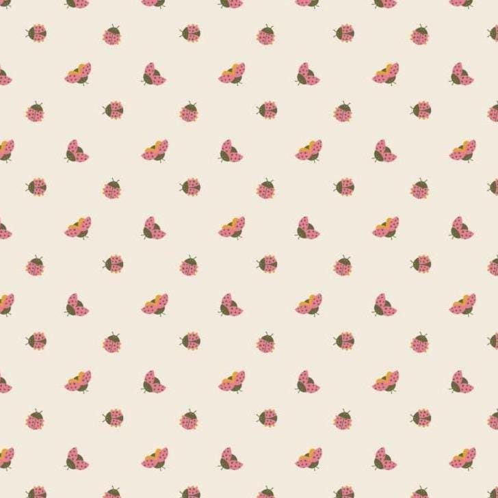IN STOCK - Joyful June Ladybugs Print Cream - Sarah Hearts - Figo Fabrics - 91117-11