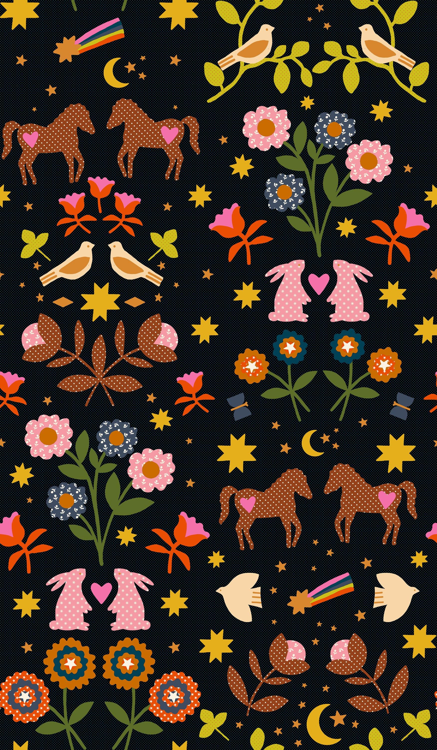 IN STOCK - Mystic Fable Large Icons print Soft Black by Alexia Marcelle Abegg for Ruby Star Society