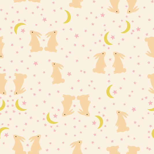 Mystic Fable Bunnies print Natural by Alexia Marcelle Abegg for Ruby Star Society