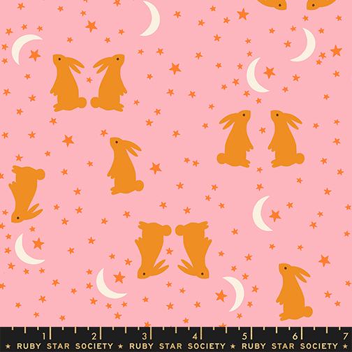 IN STOCK - Mystic Fable Bunnies print Rosebud pink by Alexia Marcelle Abegg for Ruby Star Society