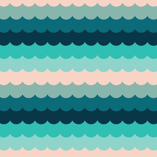 Poolside Too Umbrella Scallops print Peacock - a Collaboration by Ruby Star Society
