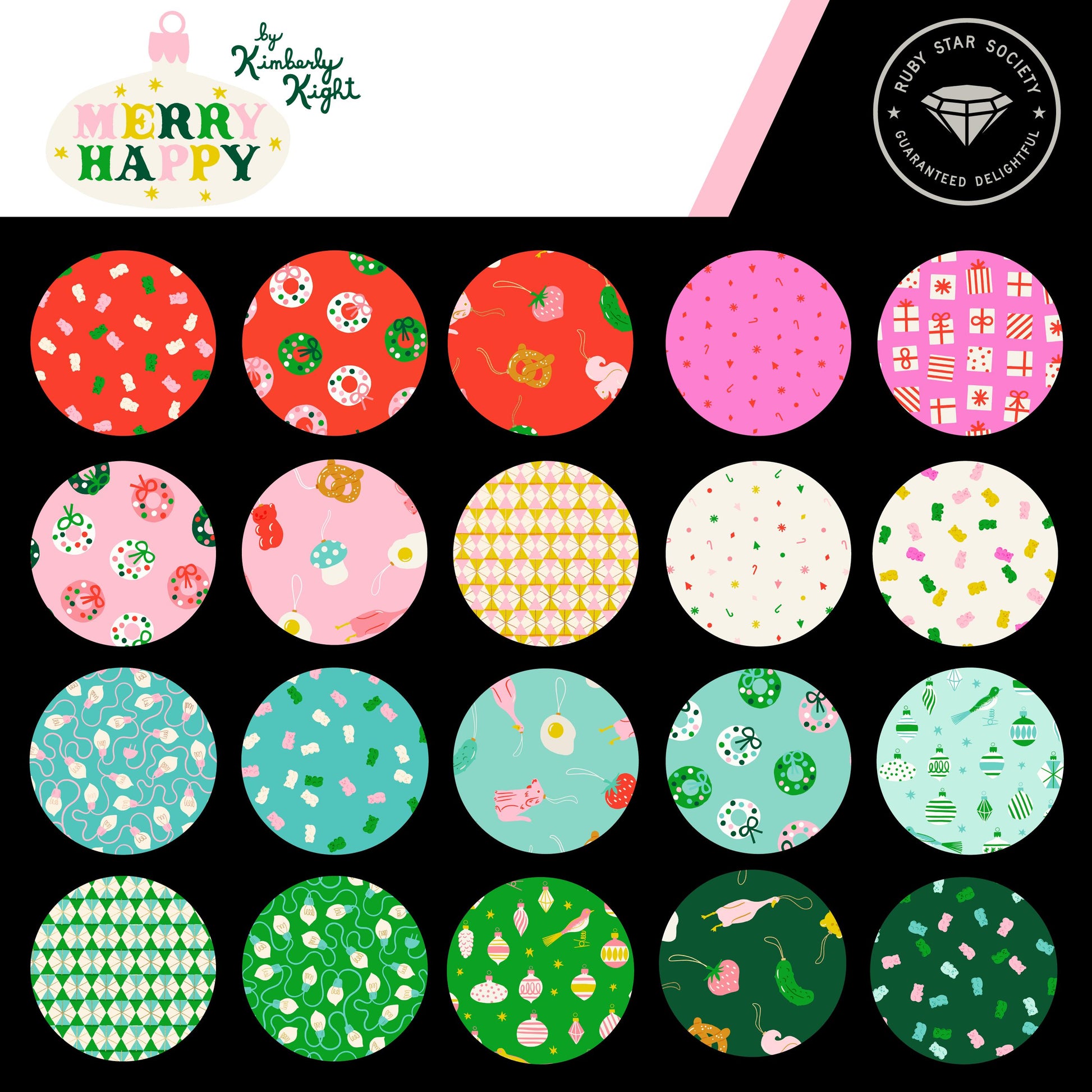 IN STOCK - Merry Happy Merry Gummies print Natural by Kimberly Kight for Ruby Star Society - RS3104 11