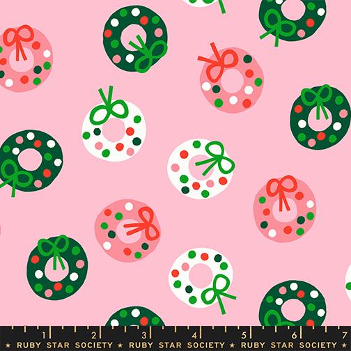 Merry Happy Bough Down Print Melody Pink by Kimberly Kight for Ruby Star Society - RS3099 13