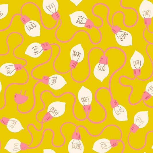 Merry Happy High Strung Print Metallic Golden Hour by Kimberly Kight for Ruby Star Society - RS3101 14M