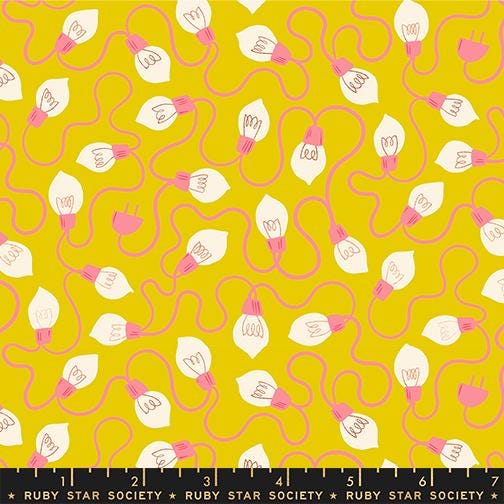 IN STOCK - Merry Happy High Strung Print Metallic Golden Hour by Kimberly Kight for Ruby Star Society - RS3101 14M