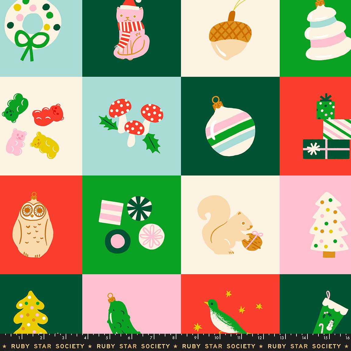IN STOCK - Merry Happy Panel print Lollipop scarlet by Kimberly Kight for Ruby Star Society - RS3105 11