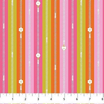 Bits and Bobs Zippers Print in Orange by Sarah Hearts for Figo Fabrics