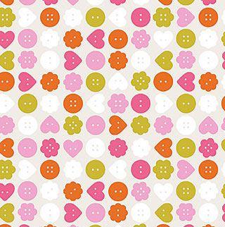 Bits and Bobs Buttons Print in Cream by Sarah Hearts for Figo Fabrics