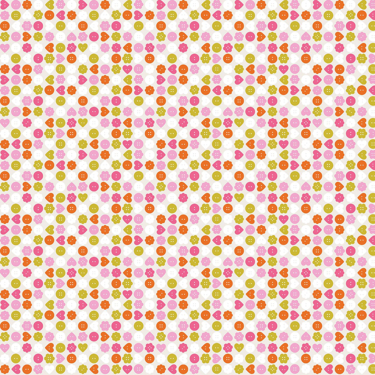 Bits and Bobs Zippers Print in Orange by Sarah Hearts for Figo Fabrics